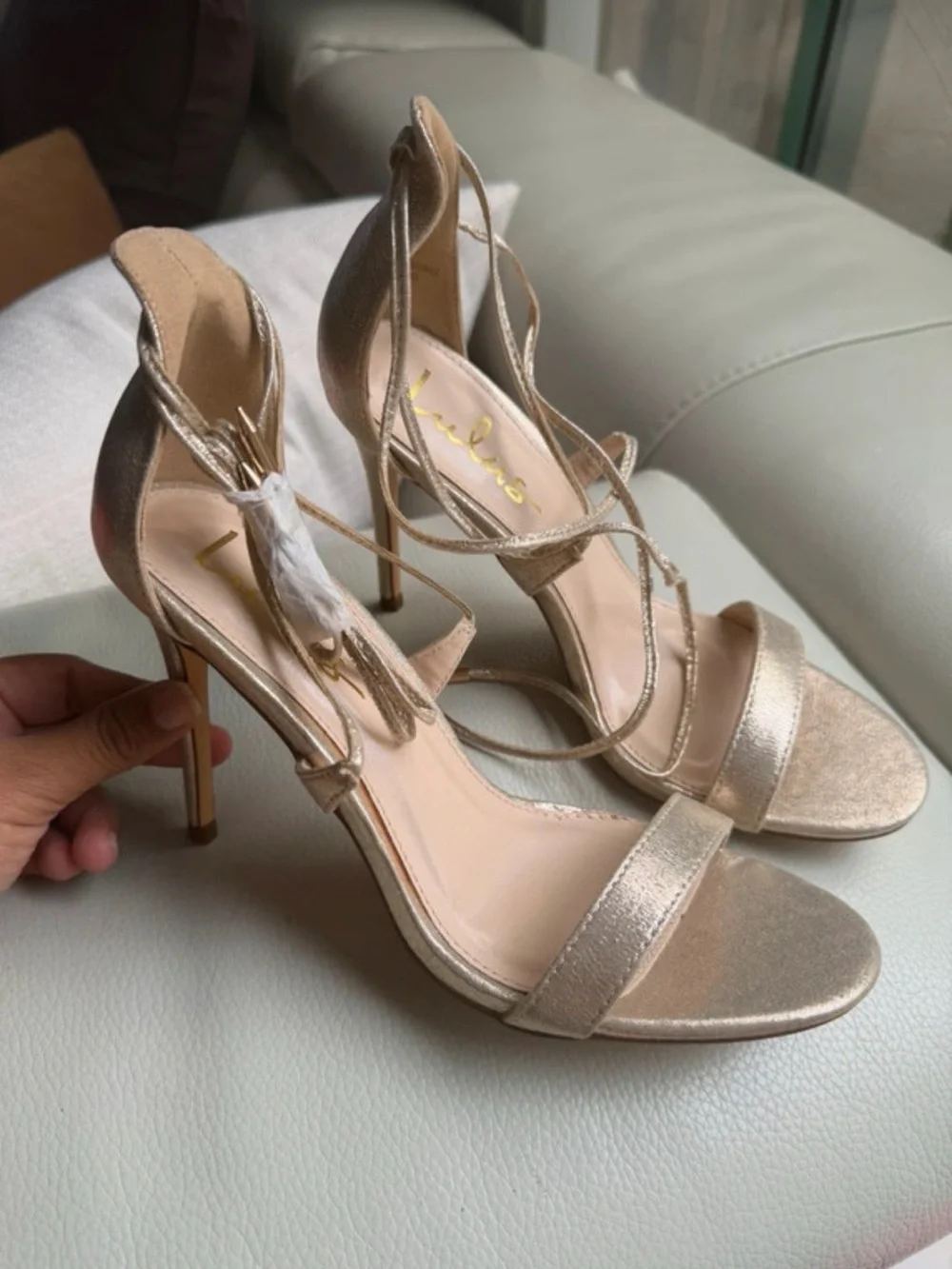 BNWT Lulu’s Metallic Lace Up Heels Size 7.5